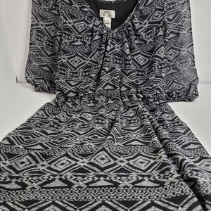 sweet storm, black geometric dress, size‎ L